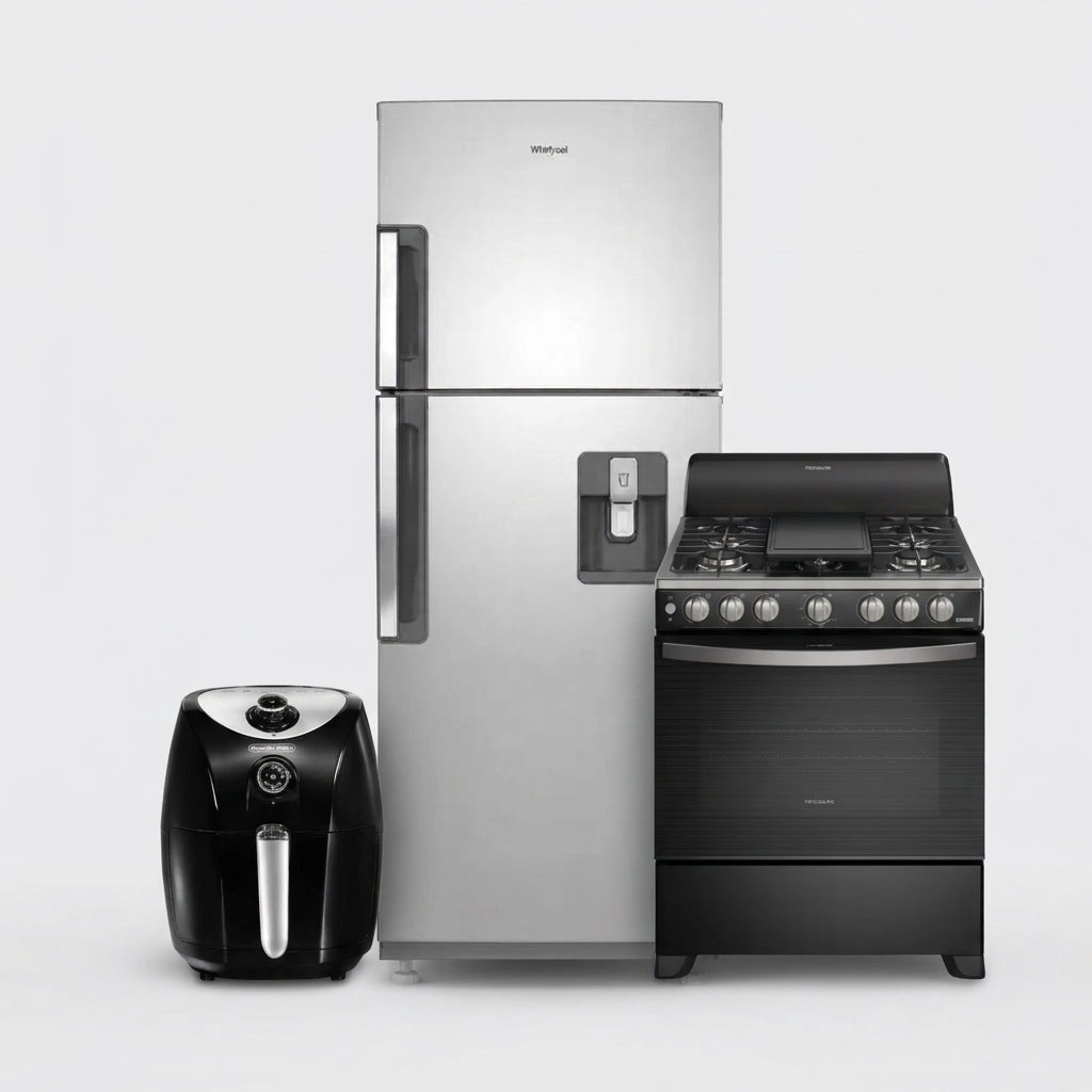 Cocina Esencial: Refrigeradora, Estufa y Freidora de Aire