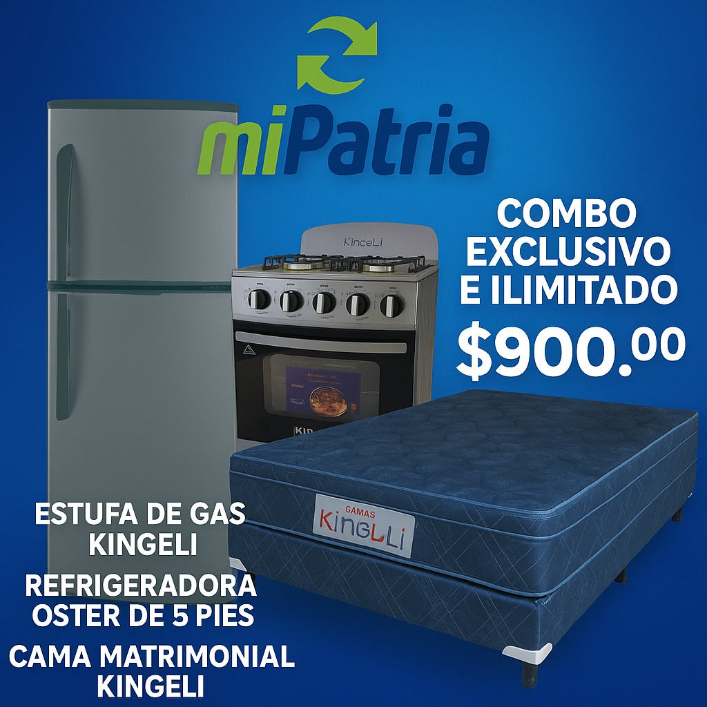 Combo de Estufa, Refrigeradora y cama