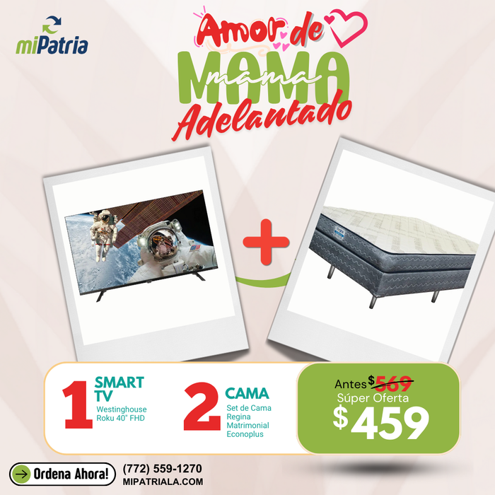 COMBO TV 40 pulgadas- Cama matrimonial