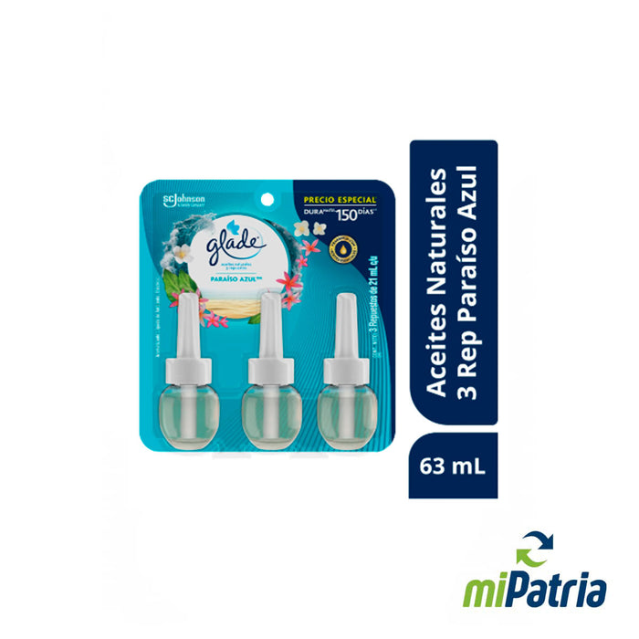 GLADE ACEITE PARAISO AZUL3PACK