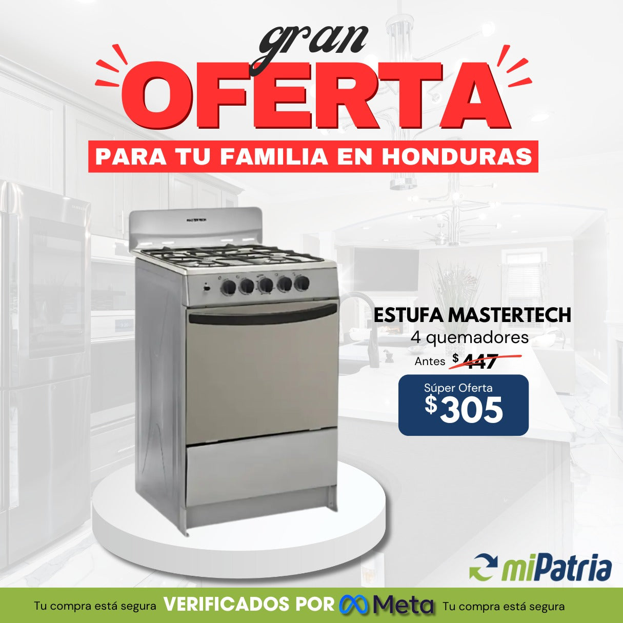 Estufa Mastertech 4 Quemadores