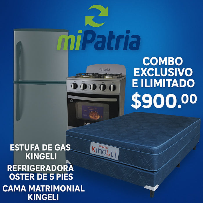 Combo de Estufa, Refrigeradora y cama