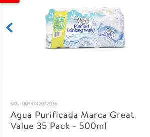 Paquete (35 unidades) agua purificada bote 500ML